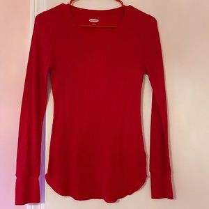 Old Navy - Red Thermal Waffle Knit Long Sleeve Tee - Women’s Small
